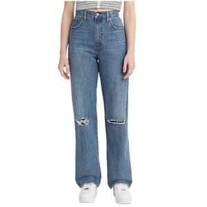 Levi’s High Waisted Relaxed Straight Ripped Jeans Women’s 26 Medium Wash NWT